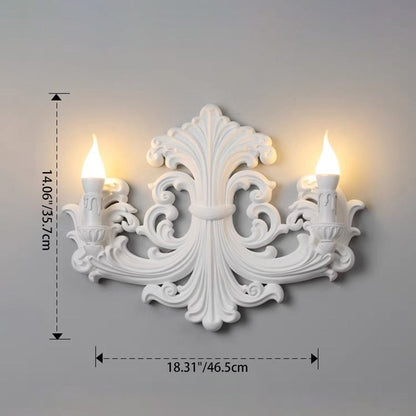 Traditional French Striped Curved Carved Plaster ABS 1/2 Light Wall Sconce Lamp For Living Room