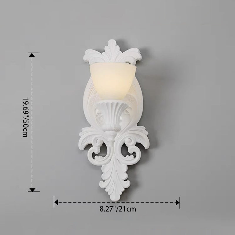 Traditional French Striped Curved Carved Plaster ABS 1/2 Light Wall Sconce Lamp For Living Room