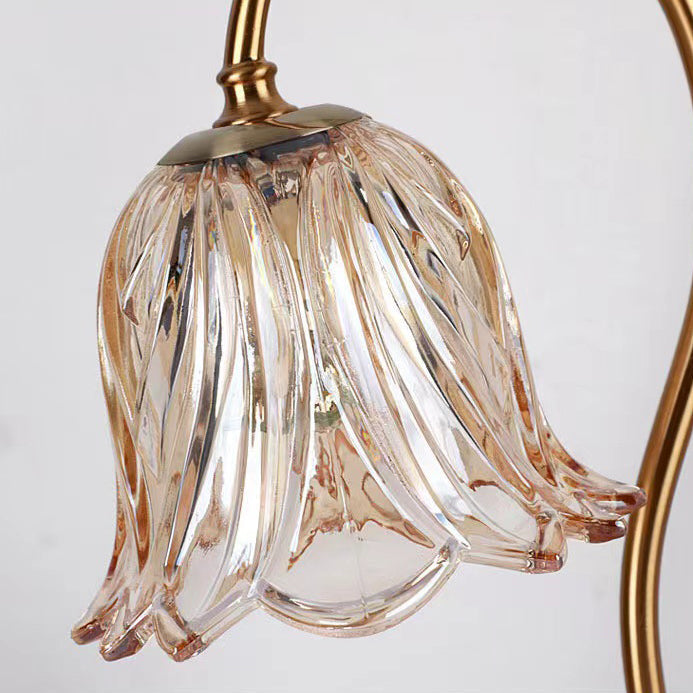 Contemporary Scandinavian Bellflower Disc Base Marble Iron Glass 1-Light Melting Wax Table Lamp For Bedroom