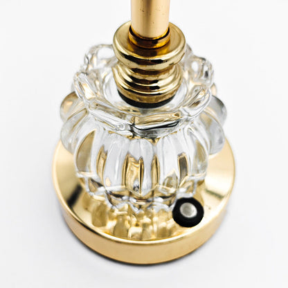 Traditional Vintage Flower Disc Base Rechargeable Iron Glass LED Table Lamp For Bedroom