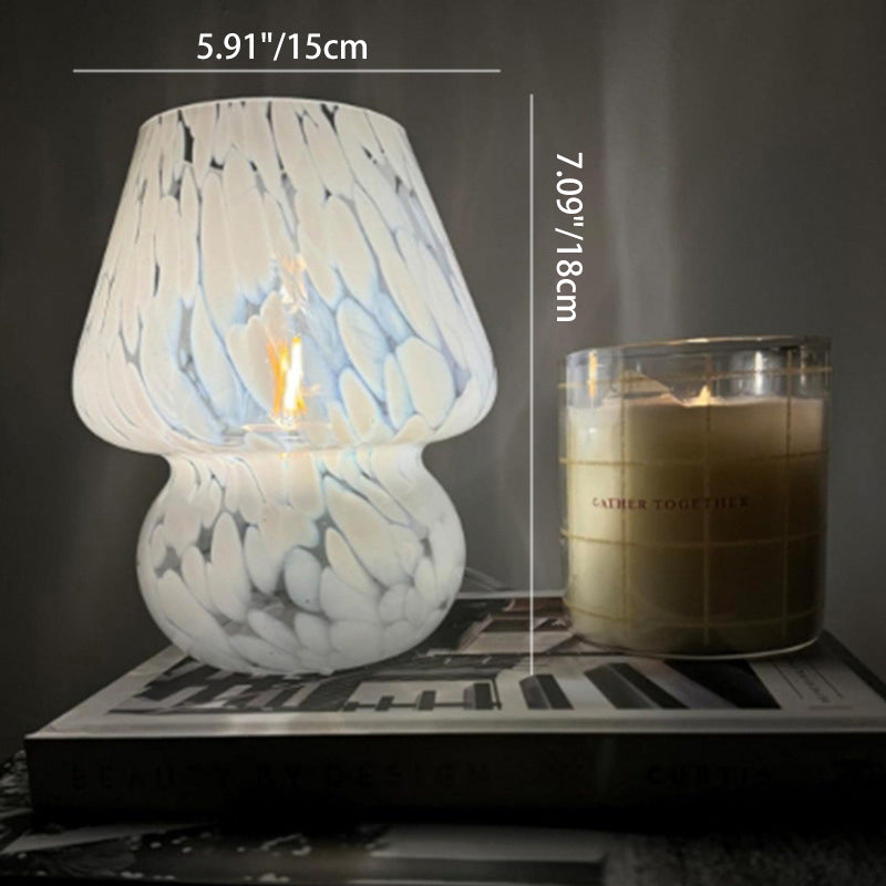 Contemporary Creative Spherical Round Table Dot Glass 1-Light Table Lamp For Bedroom