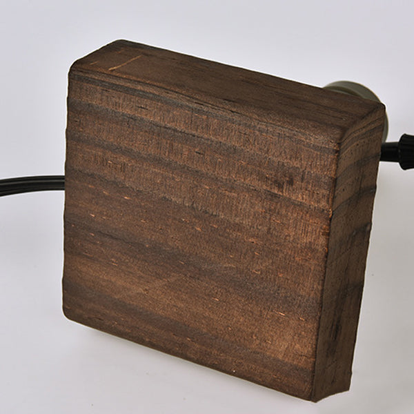 Traditional Vintage Square Round Iron Wood 1-Light Table Lamp For Bedroom