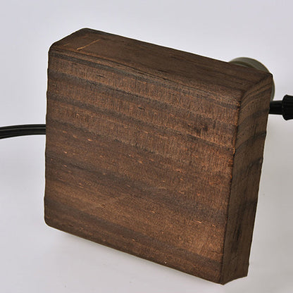 Traditional Vintage Square Round Iron Wood 1-Light Table Lamp For Bedroom
