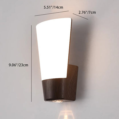 مصباح حائط خارجي مقاوم للماء LED منحني من خشب ABS بسيط وعصري للحديقة 