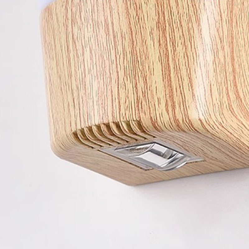 مصباح حائط خارجي مقاوم للماء LED منحني من خشب ABS بسيط وعصري للحديقة 