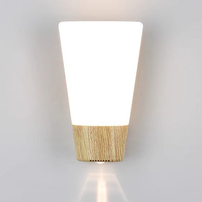 مصباح حائط خارجي مقاوم للماء LED منحني من خشب ABS بسيط وعصري للحديقة 
