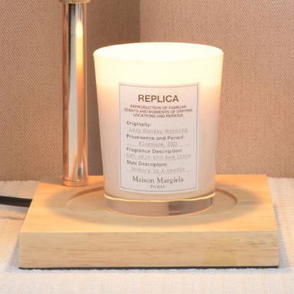 Contemporary Simplicity Iron Wood Square Base 1-Light Melting Wax Table Lamp For Bedroom