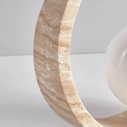 Traditional Vintage Circle Ring Yellow Travertine 1-Light Table Lamp For Bedroom