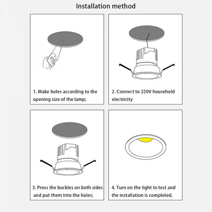 Modern Minimalist Aluminum Round LED Recessed Spotlight Flush Mount Ceiling Light For Living Room