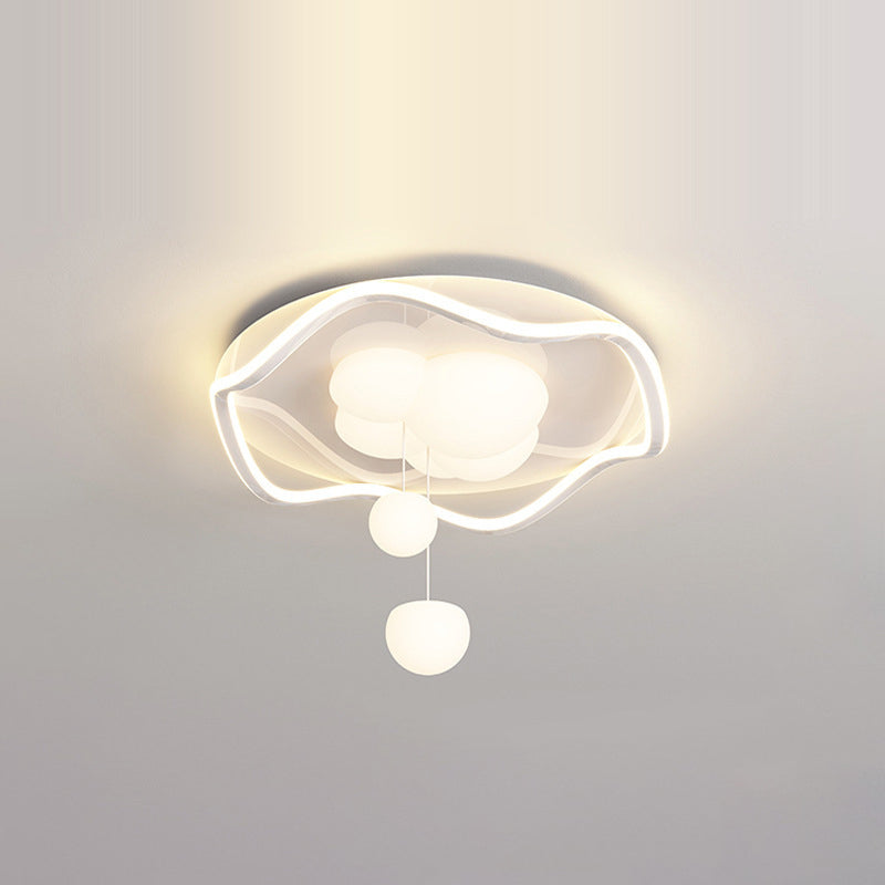 Contemporary Nordic Corrugated Iron Acrylic LED Flush Mount Ceiling Light For Bedroom