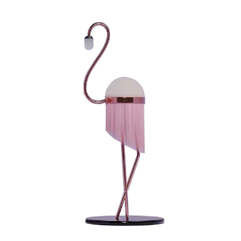 Modern Art Deco Iron PE Flamingo 1-Light Standing Floor Lamp For Living Room