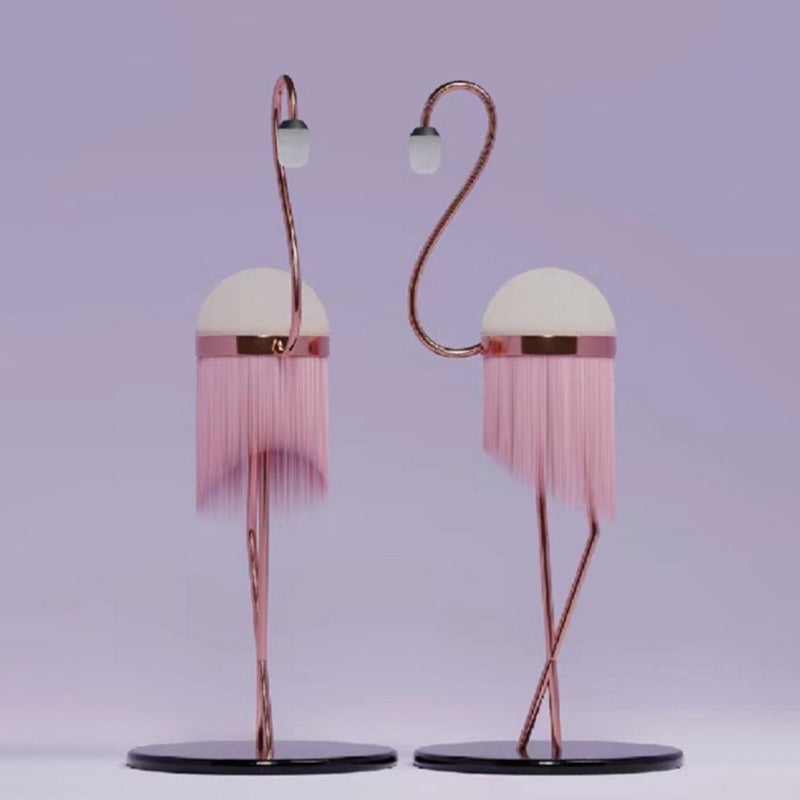 Modern Art Deco Iron PE Flamingo 1-Light Standing Floor Lamp For Living Room