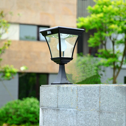 Contemporary Industrial Hexagonal Aluminum Glass Human Sensing LED Solar Outdoor Post Light For Garden