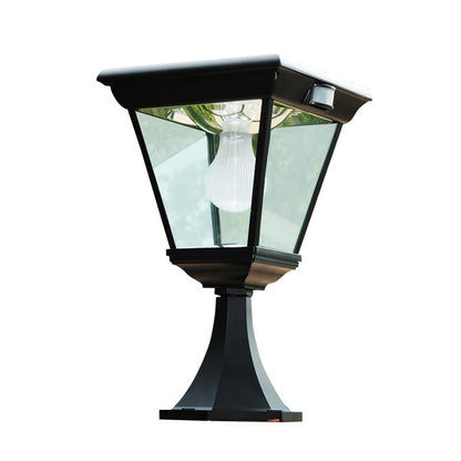 Contemporary Industrial Hexagonal Aluminum Glass Human Sensing LED Solar Outdoor Post Light For Garden