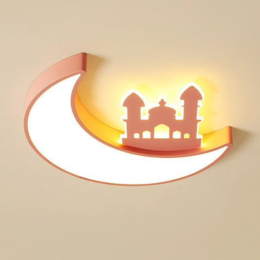 Contemporary Creative Moon Acrylic Hardware LED Kids Flush Mount Ceiling Light For Bedroom