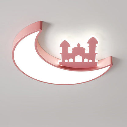 Contemporary Creative Moon Acrylic Hardware LED Kids Flush Mount Ceiling Light For Bedroom