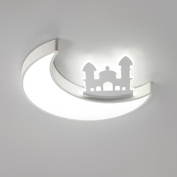 Contemporary Creative Moon Acrylic Hardware LED Kids Flush Mount Ceiling Light For Bedroom