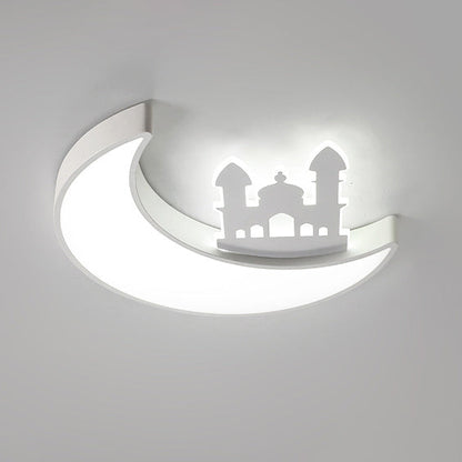 Contemporary Creative Moon Acrylic Hardware LED Kids Flush Mount Ceiling Light For Bedroom
