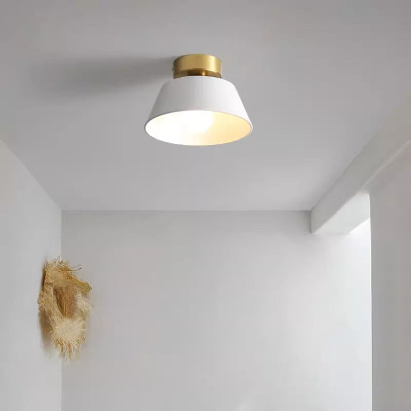 Contemporary Nordic Round Iron 1-Light Semi-Flush Mount Ceiling Light For Bedroom