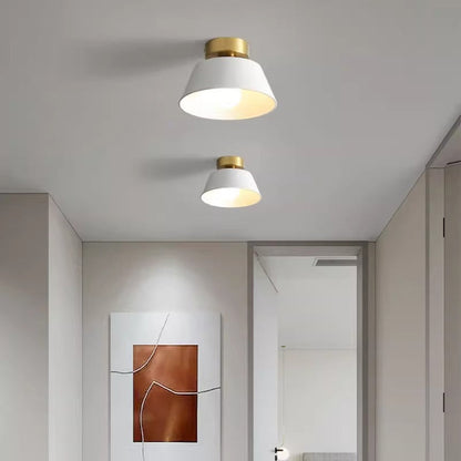 Contemporary Nordic Round Iron 1-Light Semi-Flush Mount Ceiling Light For Bedroom