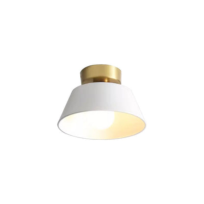 Contemporary Nordic Round Iron 1-Light Semi-Flush Mount Ceiling Light For Bedroom