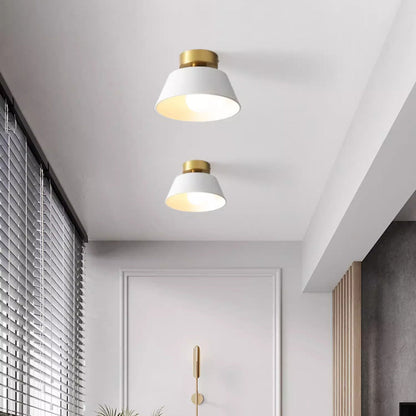 Contemporary Nordic Round Iron 1-Light Semi-Flush Mount Ceiling Light For Bedroom