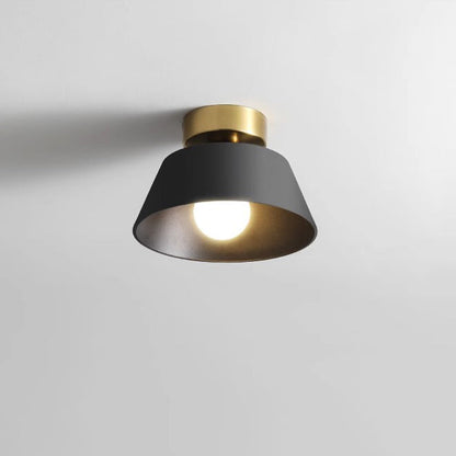 Contemporary Nordic Round Iron 1-Light Semi-Flush Mount Ceiling Light For Bedroom