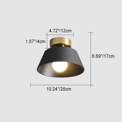 Contemporary Nordic Round Iron 1-Light Semi-Flush Mount Ceiling Light For Bedroom