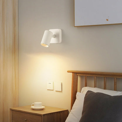 مصباح حائطي بتصميم بسيط عصري مصنوع من الحديد والألومنيوم مزود بأسطوانة LED دوارة لغرفة النوم 