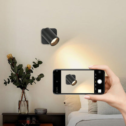 مصباح حائطي بتصميم بسيط عصري مصنوع من الحديد والألومنيوم مزود بأسطوانة LED دوارة لغرفة النوم 