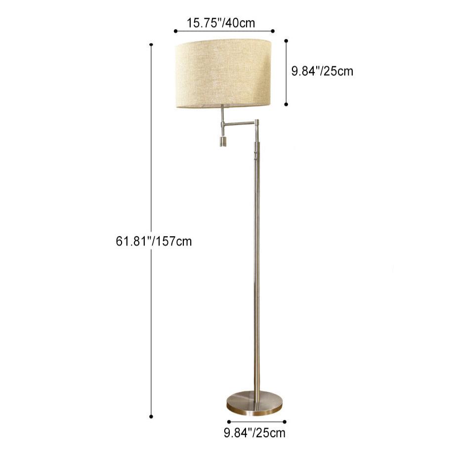 Traditional Vintage Cylinder Fabric Iron 2-Light Rotatable Spotlight Standing Floor Lamp For Home Office
