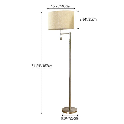 Traditional Vintage Cylinder Fabric Iron 2-Light Rotatable Spotlight Standing Floor Lamp For Home Office