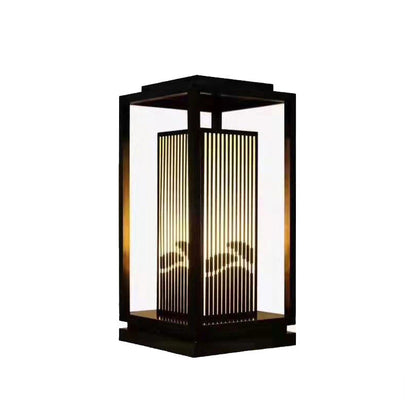 Contemporary Industrial Stainless Steel Imitation Marble Cuboid Shade LED Outdoor Post Light For Garden