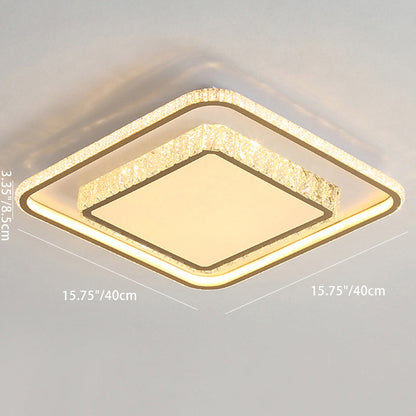 Modern Minimalist Geometric Square Aluminum Acrylic LED Flush Mount Ceiling Light For Bedroom