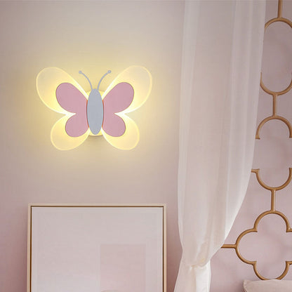 Contemporary Creative Butterfly Acrylic Iron LED Wall Sconce Lamp For Bedroom
