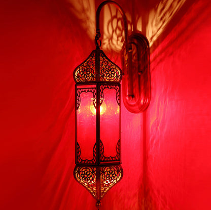 Traditional Vintage Carved Brass Column Glass 1-Light Wall Sconce Lamp For Dining Room