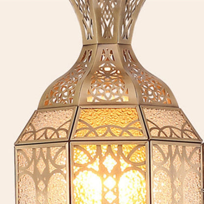 Traditional Vintage Hollow Antique Brass Glass 1-Light Standing Floor Lamp For Dining Room
