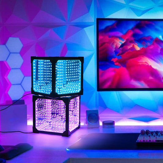 Contemporary Creative Cyberpunk 3D Rubik's Cube Acrylic USB LED Table Lamp For Bedroom
