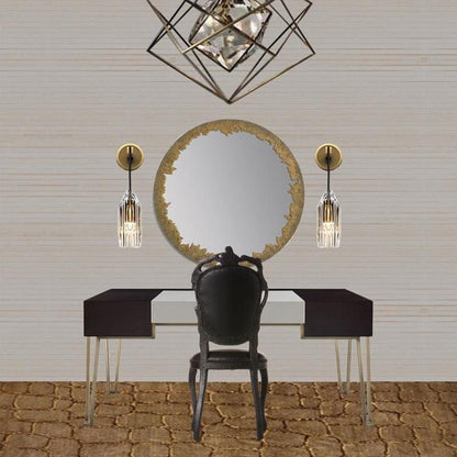 Contemporary Luxury Dazzling Crystal Stone Shade Copper 1-Light Wall Sconce Lamp For Living Room