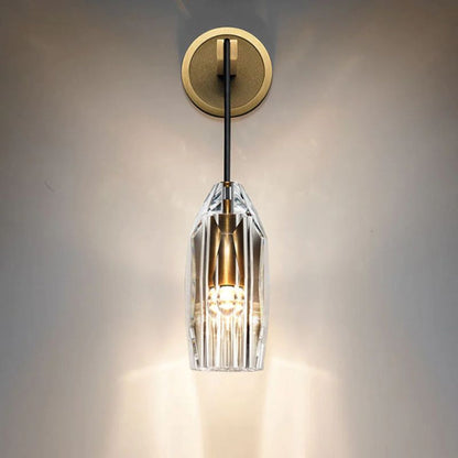 Contemporary Luxury Dazzling Crystal Stone Shade Copper 1-Light Wall Sconce Lamp For Living Room