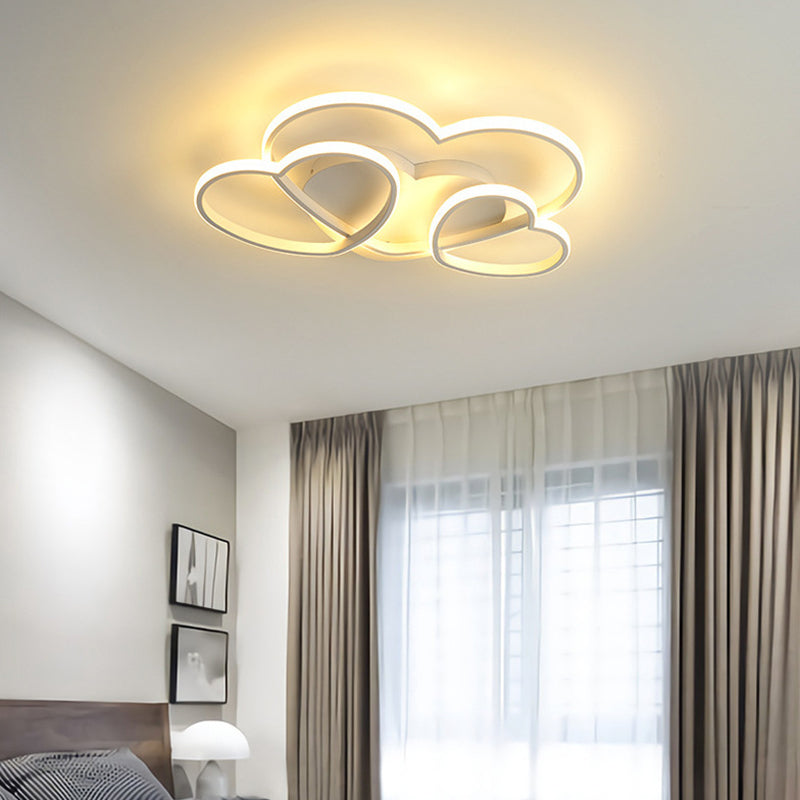 Contemporary Creative Heart Shape Acrylic Iron LED Flush Mount Ceiling Light For Living Room