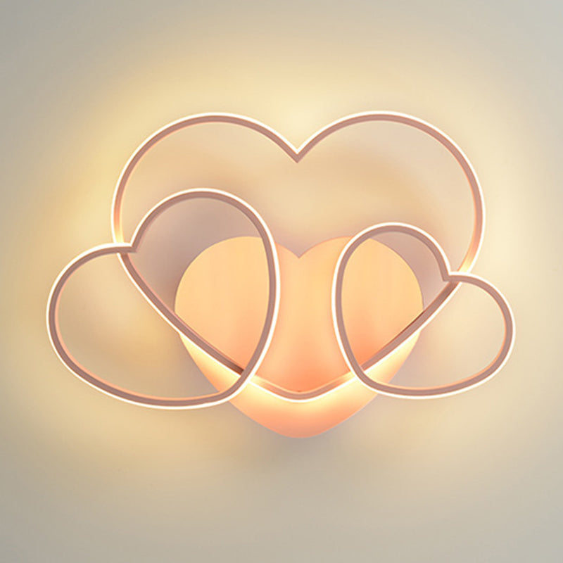 Contemporary Creative Heart Shape Acrylic Iron LED Flush Mount Ceiling Light For Living Room