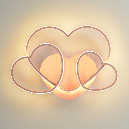 Contemporary Creative Heart Shape Acrylic Iron LED Flush Mount Ceiling Light For Living Room