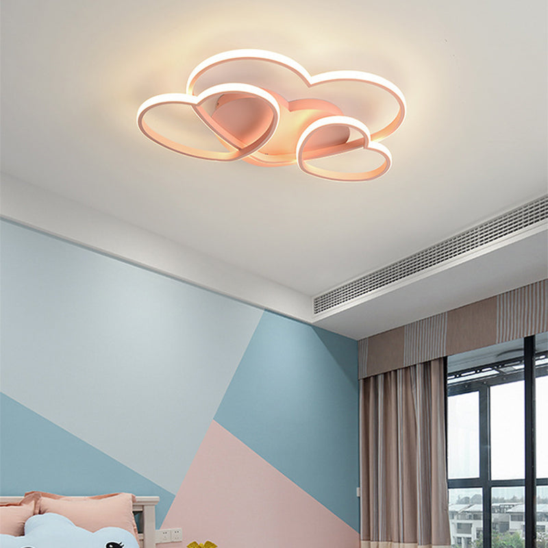 Contemporary Creative Heart Shape Acrylic Iron LED Flush Mount Ceiling Light For Living Room