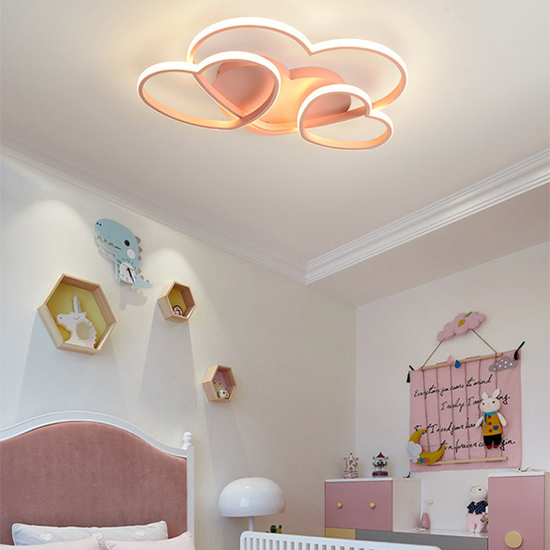 Contemporary Creative Heart Shape Acrylic Iron LED Flush Mount Ceiling Light For Living Room