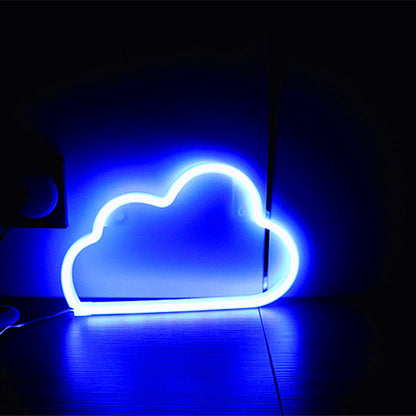 Modern Art Deco Bright Neon Cloud PVC Strip LED Night Light Table Lamp For Bedroom