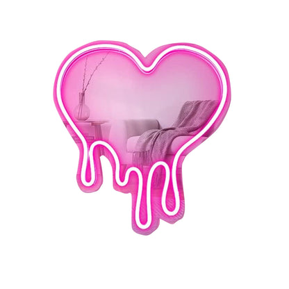 Contemporary Creative Acrylic Heart Shape Mirror Neon Light LED Wall Sconce Lamp For Bedroom