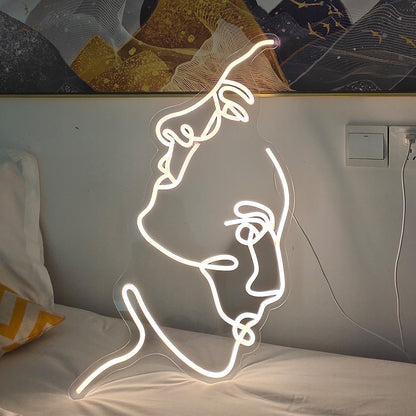 Contemporary Creative Acrylic Two Face Neon Light LED Night Light Table Lamp For Bedroom