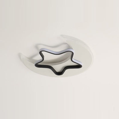 Contemporary Creative Moon Star Acrylic Shade Hardware LED Flush Mount Ceiling Light For Living Room