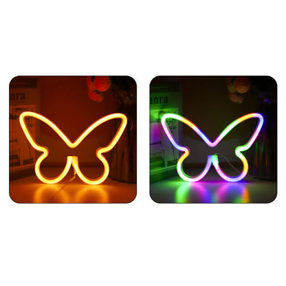 Modern Art Deco Butterfly Shade Neon Light LED Table Lamp For Bedroom